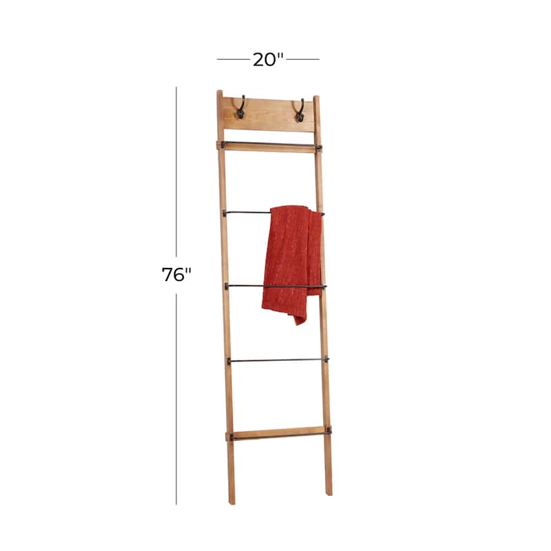 Wood 5 Rung Ladder - Brown - Roche River Decor - 4"W x 20"L x 76"H