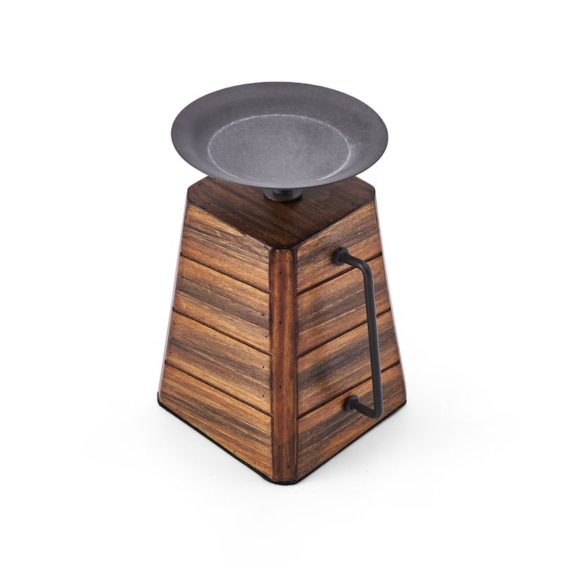 Elements Wood and Metal Handled Pillar Holder, 5X7 Inch