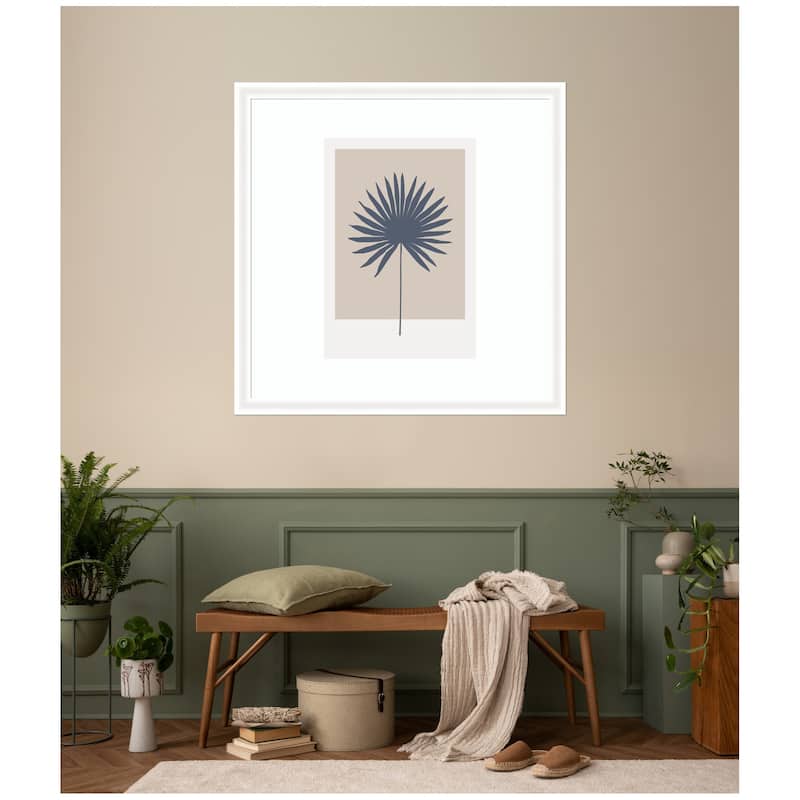Kate and Laurel Muted Tan and Blue Colorblock Botanical Palm by The Creative Bunch Studio Framed Wall Art Print