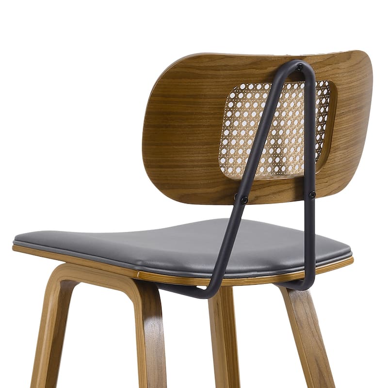 26-inch Wood Counter Height Bar Stools with Rattan Back