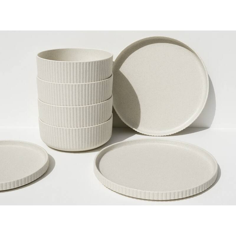 Abode Homewares Mesa Wheat PCPP 12-Piece Dinnerware Set - Off White