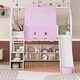 preview thumbnail 41 of 78, Full Size Loft Bed with Slide, Tent, and Storage Shelves - House Frame Kids Bed with Ladder and Car-Shaped Organizer White - Twin