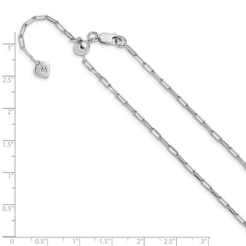 Curata 925 Sterling Silver Italian 22" Adjustable 2mm Paperclip Chain Necklace