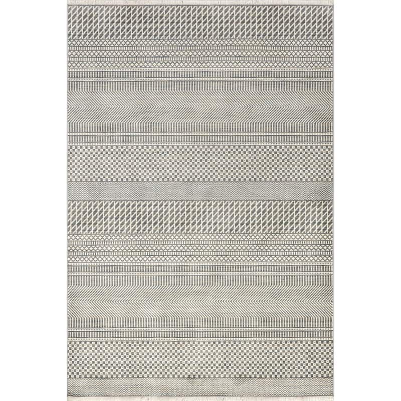 Nuloom Lavender Geometric Fringe Area Rug