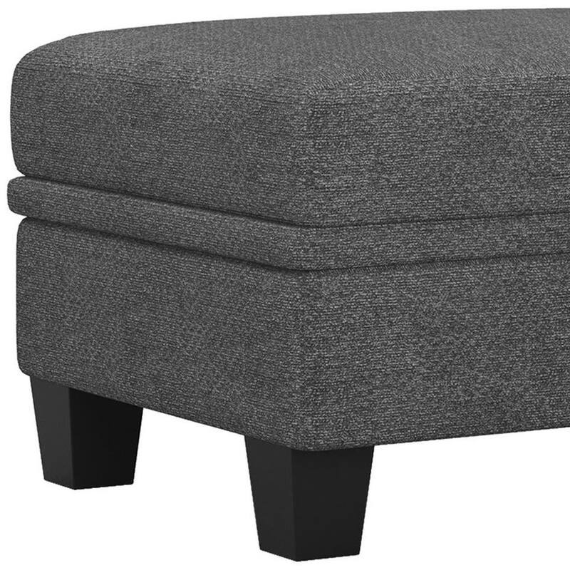 HomeRoots 29" Light Gray and Black Chenille Storage Ottoman