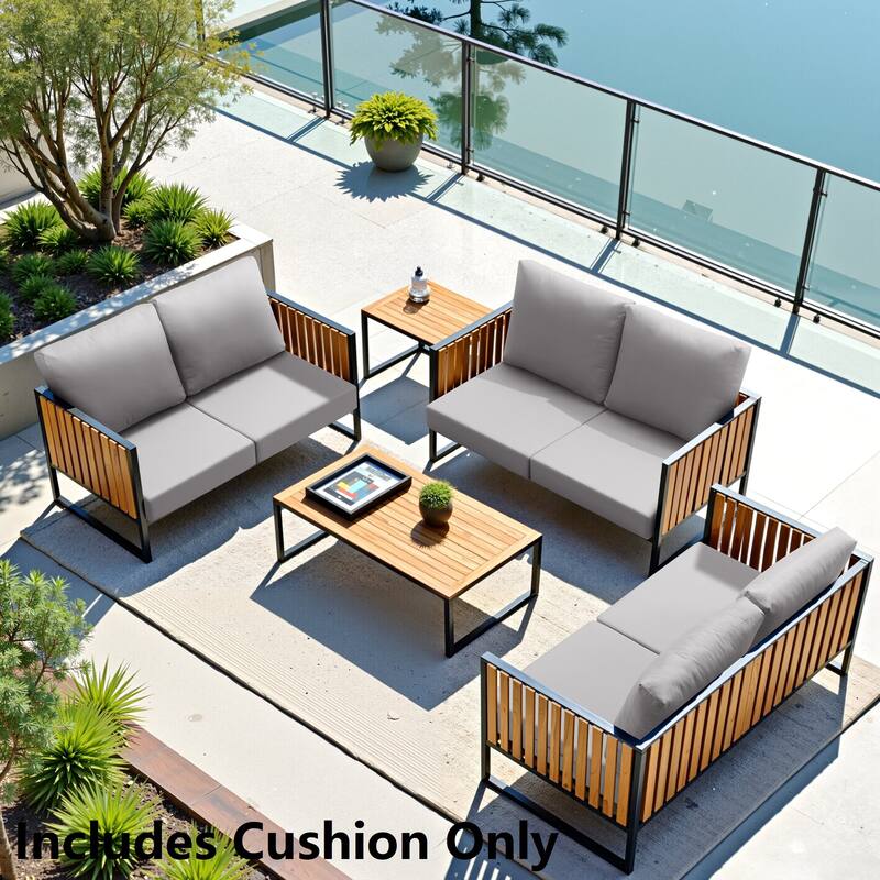 24" x 24" Outdoor Deep Seat Chair Cushion Set - Set of 6 - Light Grey