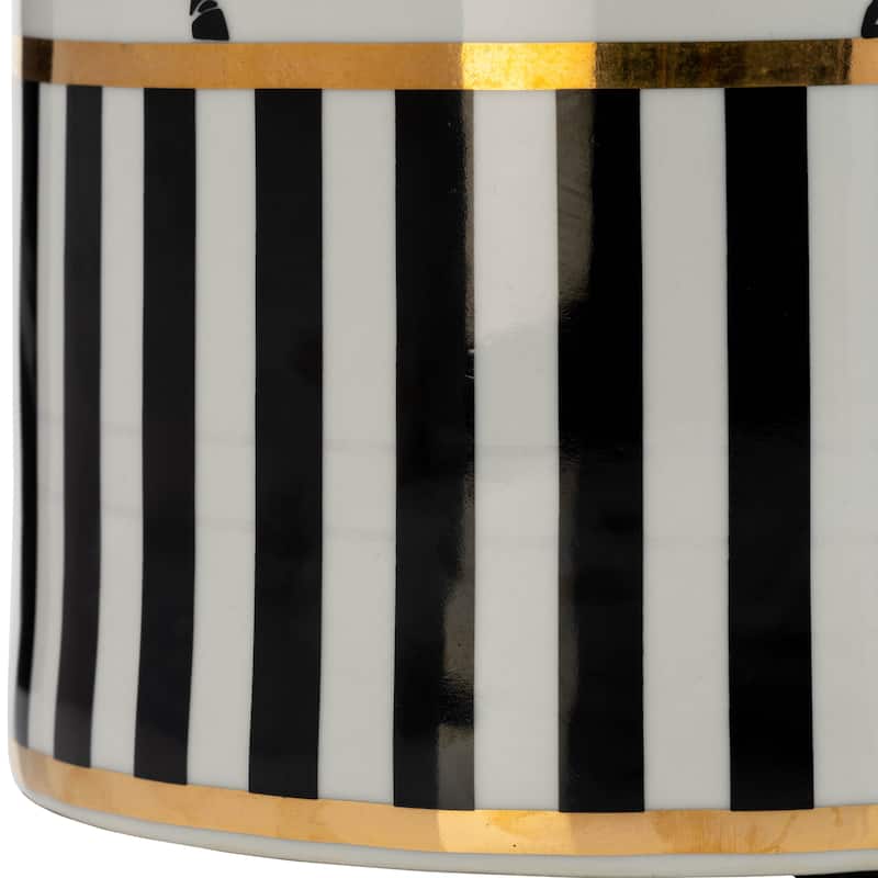 Sagebrook Home Modern Zebra Animal Glam Ceramic Jar with Lid