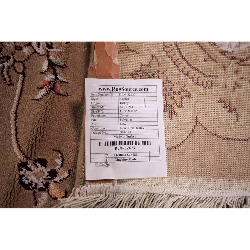 Victorian Style Kashan Turkish Area Rug Machine Made Brown Carpet - 8'0" x 11'5"