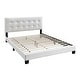 preview thumbnail 6 of 4, Twin Leatherette Bed with Checkered Tufted Headboard White