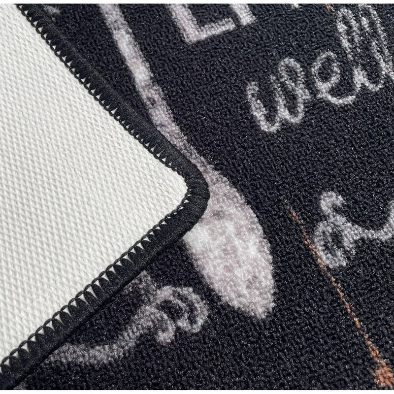 Black Washable Kitchen Runner Mat With Non-Slip Backing - 20"x55" - 20" x 55"