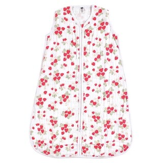 Hudson Baby Infant Girl Muslin Cotton Sleeveless Wearable Sleeping Bag, Sack, Blanket, Strawberries