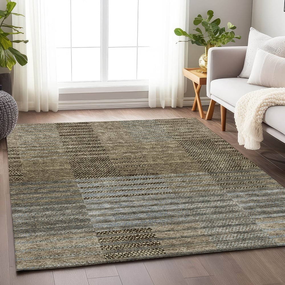 Premium Washable Super Soft Geo Stripe Mayfield Rug