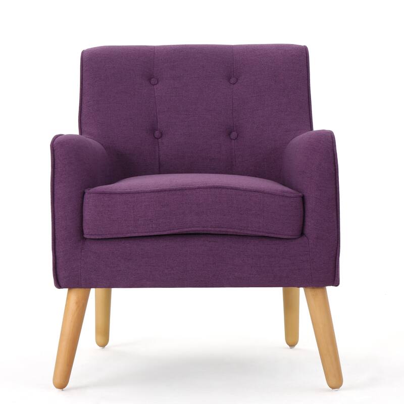 Merax Tufted Fabric Arm Chair with Wooden Legs