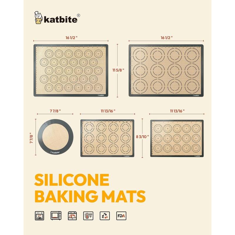 Katbite Large Baking Mat Set, Reusable Nonstick Bakeware Mats for
