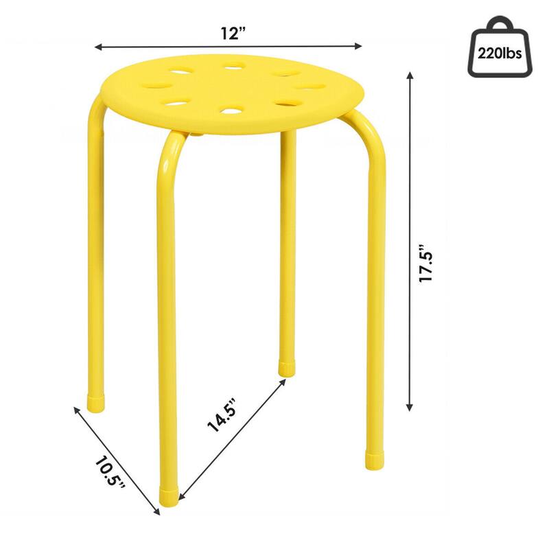 Set of 6 Portable Plastic Stack Stools 17.5" Height Backless Seating