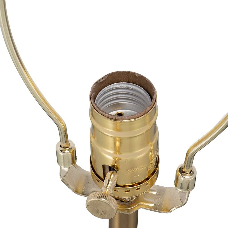 D14x25.2" Gold Table Lamp with Agate Slice and White Drum Shade