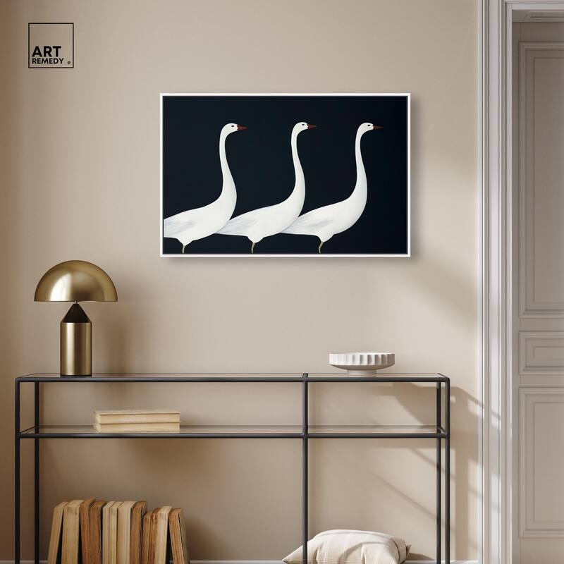Trio of Swans Canvas by Art Remedy