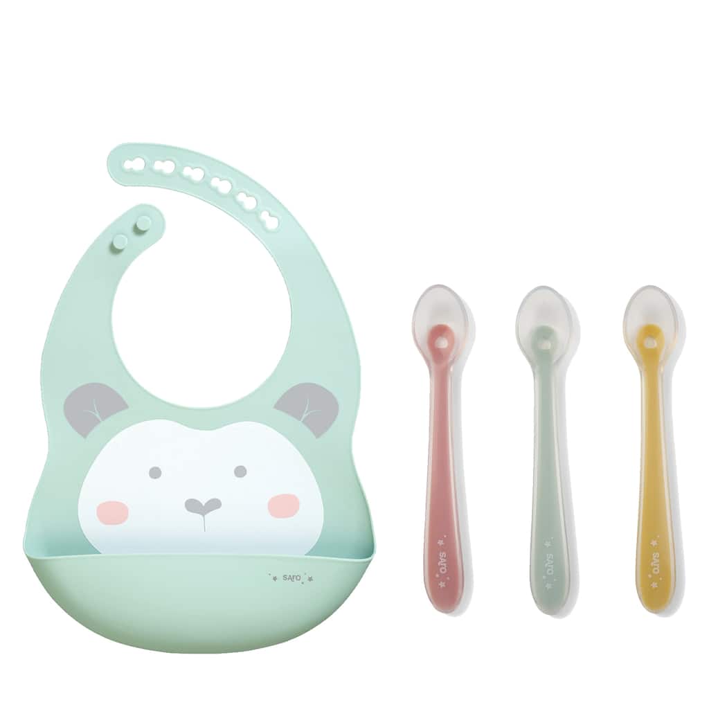Saro Sweet and Fun Silicone Spoon & Bib Set