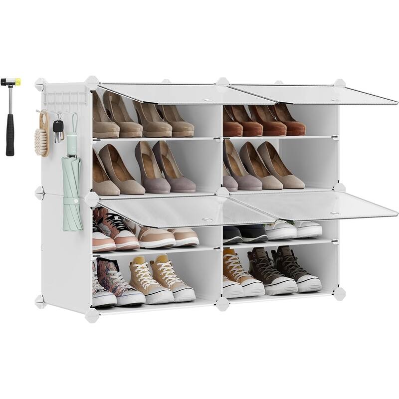Shoe Rack, 4 Cubes Shoe Organizer with Doors