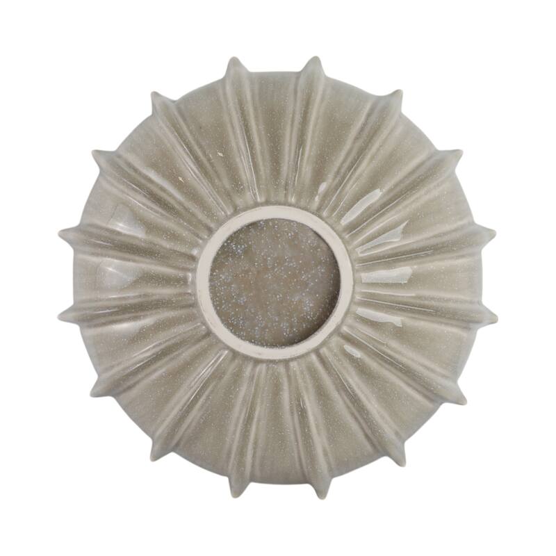 Pottery Earthenware Decorative Bowl with Sculpted Rim - 16" Taupe - 15.5" x 15.5" x 5"