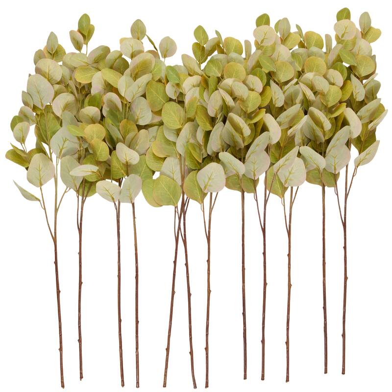 Green Polyester Tall Eucalyptus Stem Artificial Foliage (Set of 12)