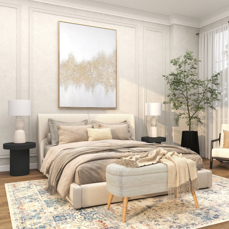 CosmoLiving by Cosmopolitan Canvas Glitter Flakes Geode Living Room Framed Wall Art with Gold Frame