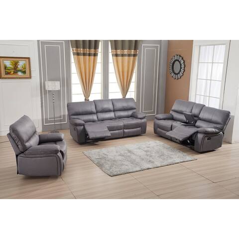Betsy Furniture 3 Piece Microfiber Reclining Living Room Set, Sofa, Loveseat and Chair