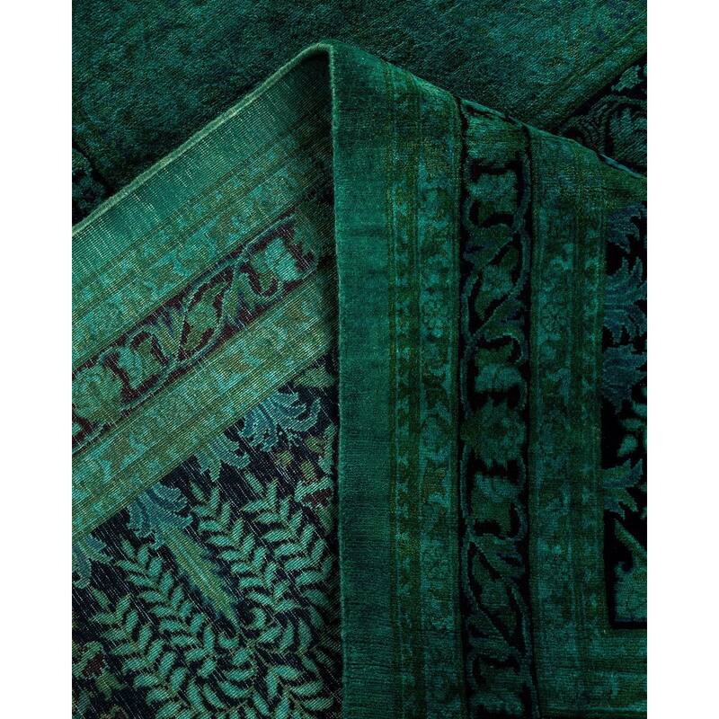 Overdyed, One-of-a-Kind Hand-Knotted Area Rug - Green - 12' 2" x 17' 10"