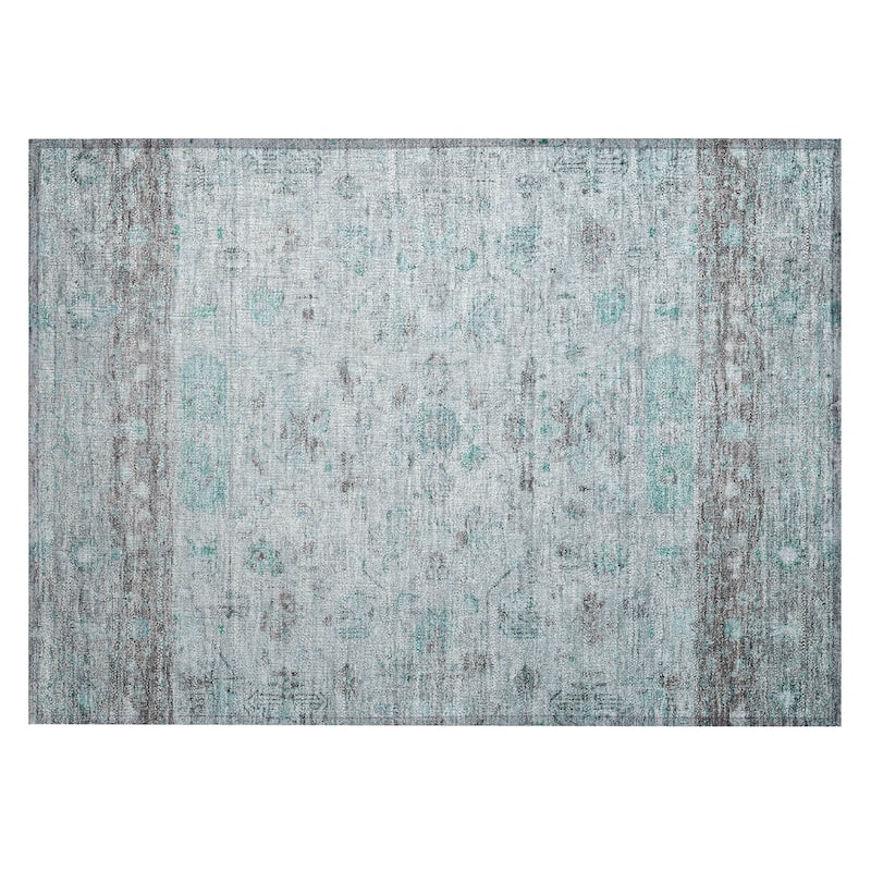Machine Washable Indoor/ Outdoor Traditional Border Chantille Rug