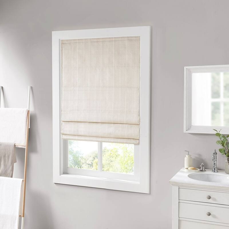 Basketweave Darkening Cordless Roman Window Shade - Ivory