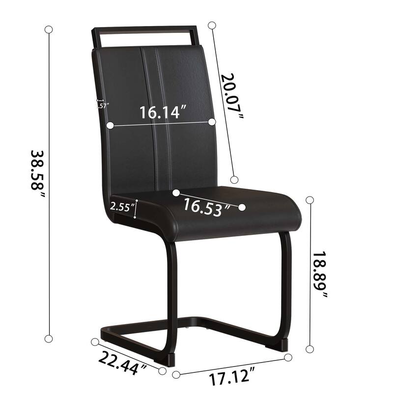 5-Piece Dining Table & Chairs Set with Metal Frame, Black Upholstered Dining Chairs with C-Shaped Legs