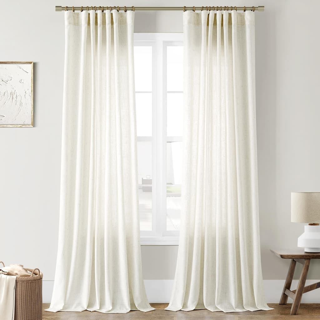 102 Inches Long Linen Curtains Custom Pleated Heading Tape Hook Back Tab Curtains 102 Inch 2 Panels Set Linen Drapes