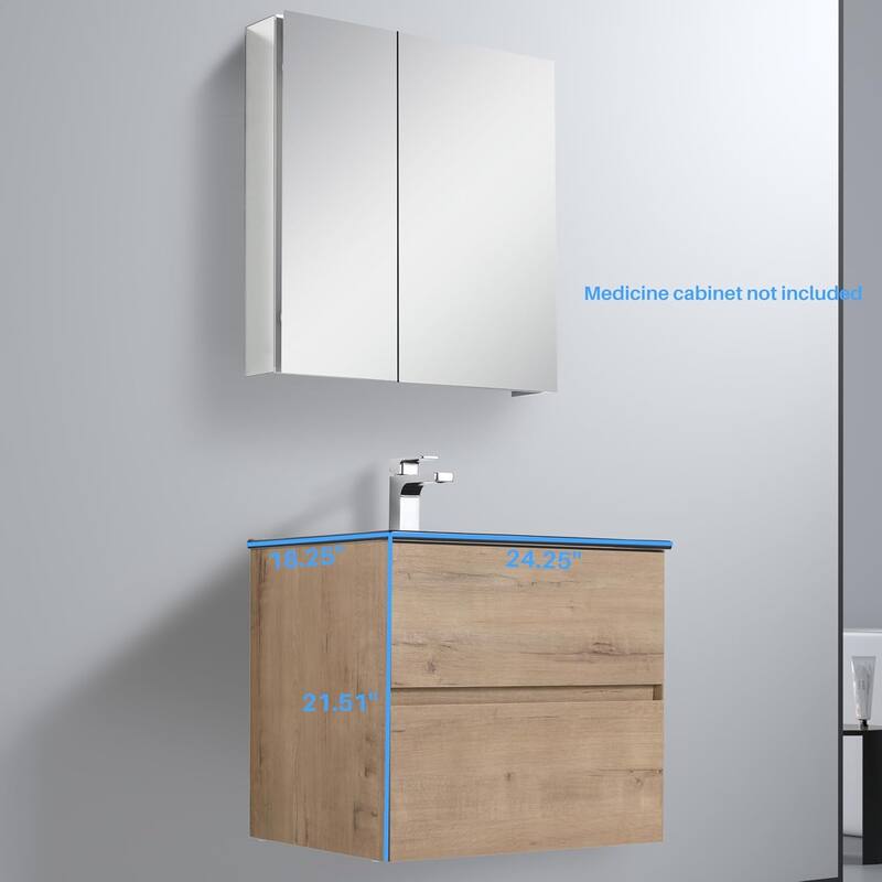 Blossom All Wood Wall Mounted Floating Bathroom Vanity with Sink