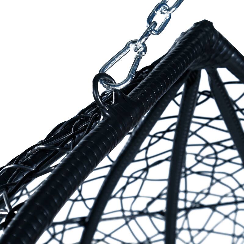 2-Person Outdoor Hanging Egg Chair with Teardrop Frame, Weather-Resistant Cotton Cushioned Seat for Patio and Indoor Use