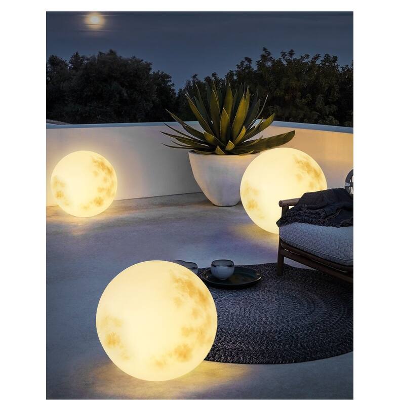 15.7" Indoor/Outdoor Solar Powered Glowing Moon Light - 15.7 inch