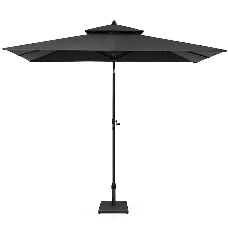 Pellebant Outdoor Patio 10 X 6.5 FT Double Top Market Umbrella with Base - Black