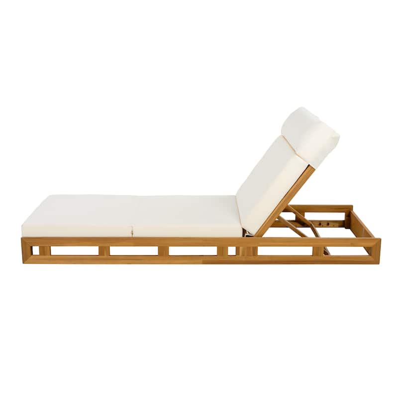 Christopher Knight Home- Leander Patio Acacia Wood Chaise Lounge Set