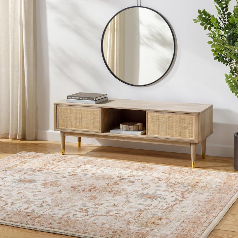 Livabliss Edouart Vintage Medallion Printed Area Rug - Orange/Light Gray/Sage/Wheat - 2' 7" x 4'