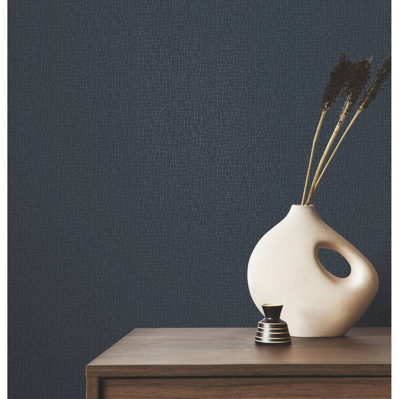 Warner Cary Dark Blue Petite Maze Wallpaper