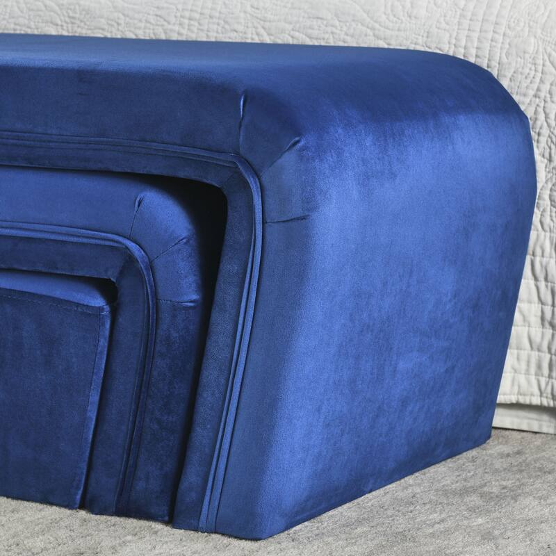 46" W Modern Contemporary Upholstered Nesting Bench, including Four nesting benches, teddy