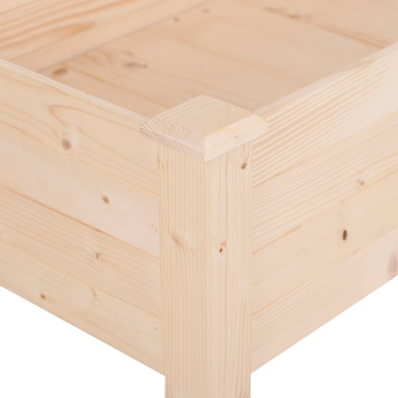 Outdoor Raised Garden Bed with Legs, Elevated Wooden Garden Self-Draining Planter Box for Gardening Backyard Patio, Natural
