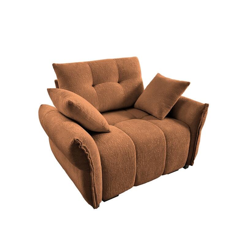 47" Ergonomic Single Seater Sofa with High-Resilience Support Cushions and Throw Pillows