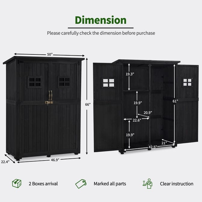 MCombo Large Outdoor Storage Cabinet Shed with Lock (46.9" x 22.4" x 66") , Wooden 1911 - 46.9" x 22.4" x 66"