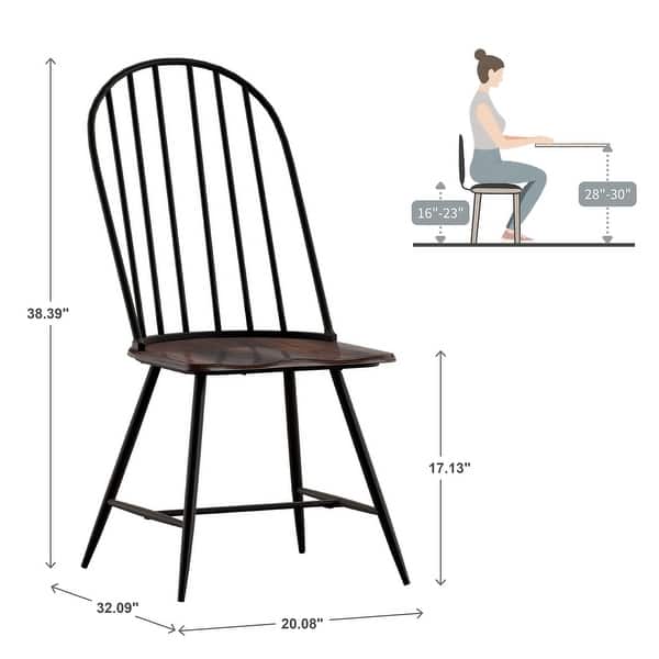 dimension image slide 1 of 2, Belita Two-Tone Metal and Wood Spindle Back Dining Chairs (Set of 4) by iNSPIRE Q Modern