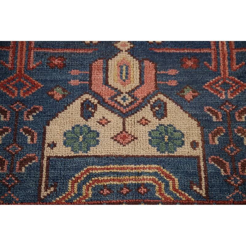 Geometric Sirjan Oriental Area Rug Hand-knotted Red Wool Carpet - 7'10"x 9'10"