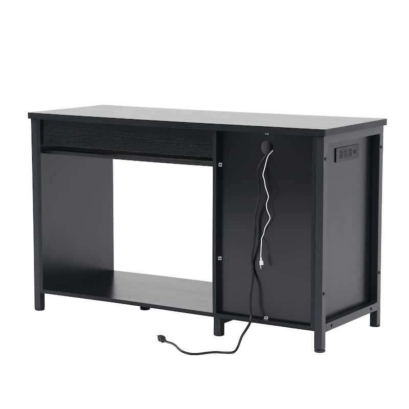 52 Inches Metal Fish Tank Stand With Electrical Outlet For Storage Of Fish Tank Accessories