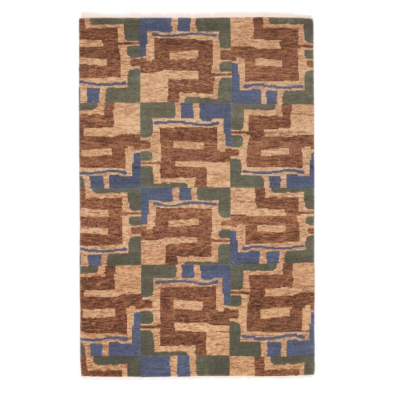 ECARPETGALLERY Hand-knotted Tangier Brown Wool Rug - 5'1 x 7'10