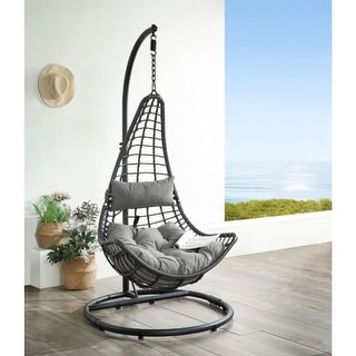 Uzae Patio Hanging Basket Swing Chair with Stand - Overstock -