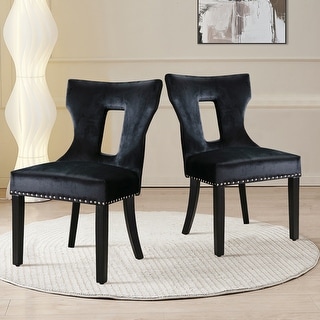 Velvet Upholstered Dining Chairs Comfy Accent Chairs with Wingback and ...