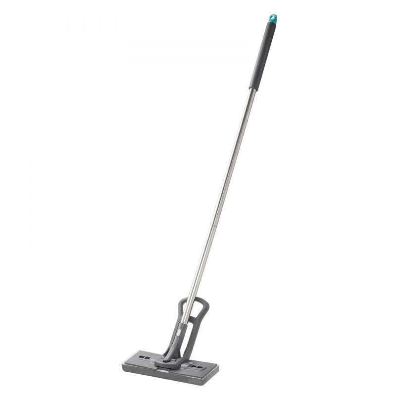 Grey Stainless Steel PU Sponge Mop with Folding Water-Press Handle and Adjustable Tube - 10.9×3.74×50.98 inch - Grey